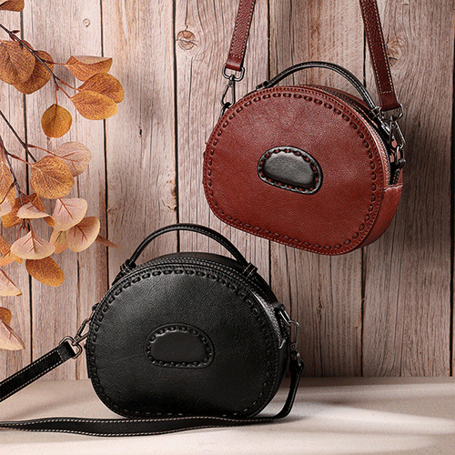 真皮女包原创复古手工植鞣牛皮女式单肩斜跨手提包