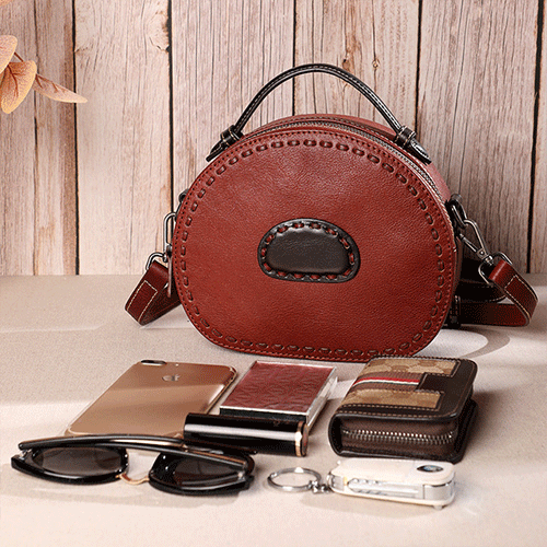 真皮女包原创复古手工植鞣牛皮女式单肩斜跨手提包