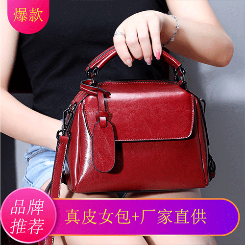 新款时尚潮单肩包手提包斜挎包女真皮百搭包